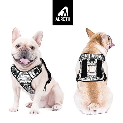 Dog Harness for Small Medium Dogs (Tribal Patterns-Black / S(Neck:14-21",Chest:20-31"),18-35 lbs)