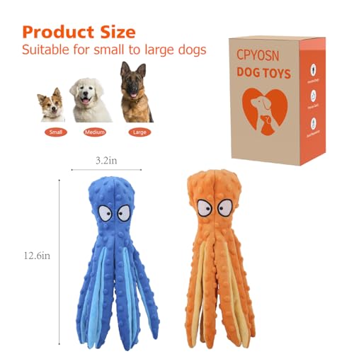 2 Pack Octopus Dog Toys (Blue+Orange)