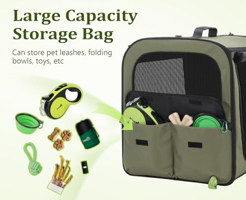 Dog Car Carrier Light Weight (Green(Expandable) / 24.0"L x 17.7"W x 20.5"H)