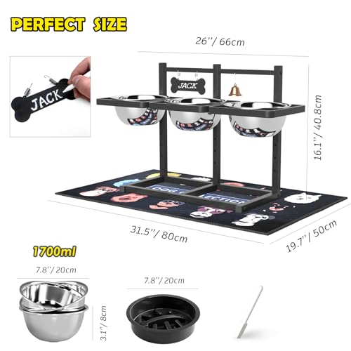 Elevated Dog Bowl Stand for Medium (Black & Blue & Red / Large Dogs)