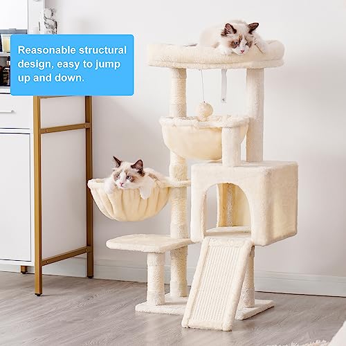 Cat Tree Tower with Large Bed (35.4 inch / Beige)