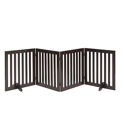 24”H Free Standing Pet Gate for Dog Cat (Espresso / 80"W×24"H)