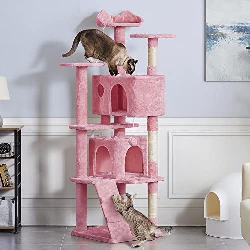 70in Multi Level Sturdy Cat Tree (Pink / 70in)