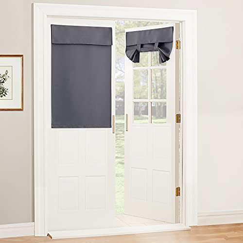 Kitchen Window Curtains Stick on Small Curtains for Back Door (Grey / 30"W x 40"L (Pack of 1))