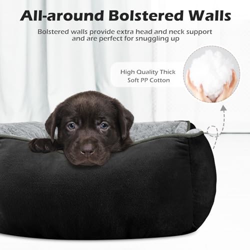 X Large Dog Bed Rectangle Washable Orthopedic Soft Calming Sleeping Durable Pet Cuddler with Anti (XL(35"x 25"x 9") / Black)