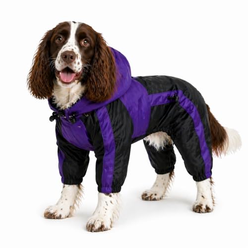 Dog Hooded Raincoat (L-S (Medium Dog ~30lbs) / Purple)