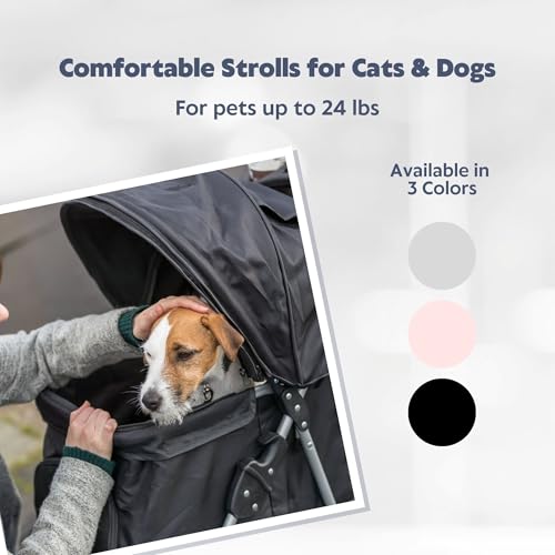 Foldable Pet Stroller for Cats and Dogs (Black)