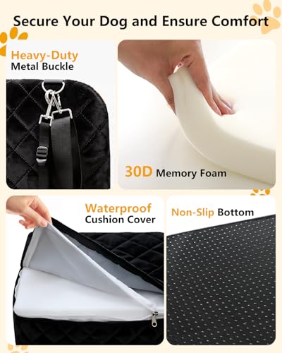 Dog Car Seat for Small Dogs Up to 35 lbs (Black/Grey)