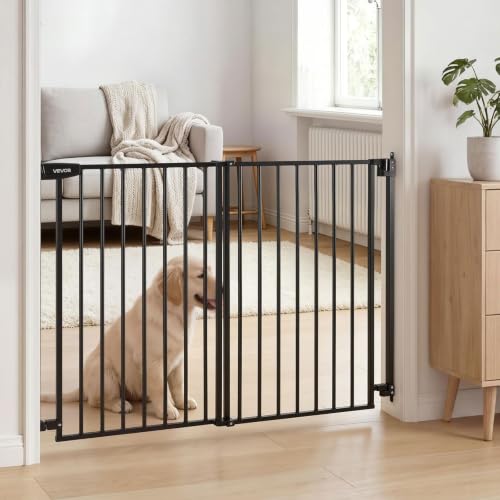 Pet Gate for Stairs (Black / 31-48" Wide x 30" Tall)