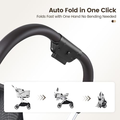 Beberoad Dog T4 Max Stroller for Small Medium Pets Elevated Viewing (T4 Max Gray)