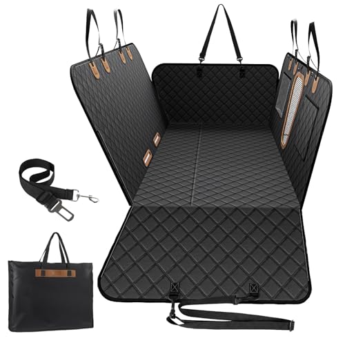 600D Heavy Duty Dog Car Seat Cover for Back Seat (Black)