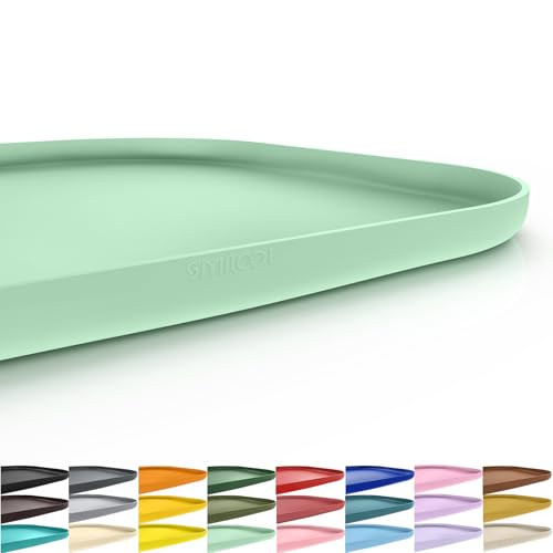 Waterproof Silicone Pet Food Mat with Raised Edge for Dog & Cat (Mint Green / 22"L x 14"W)