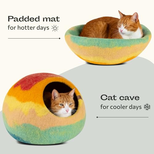 Cat Cave Merino Wool Bed for Indoor Cats (Tucson Sunset / Large)