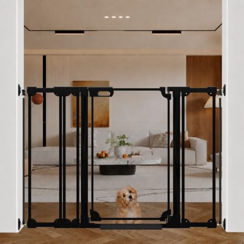 40" Extra Tall Clear Acrylic Dog Gate 48.42 (Black / 48.42-57.08"W x 40"H)