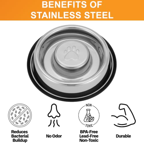 Stainless Steel Slow Feed Bowl (5 Cup - Non Tip)