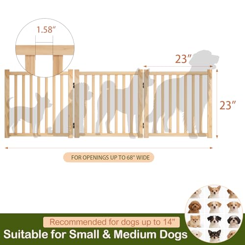 Wooden Freestanding Dog Gate Indoor (【3 Panels】H:23'')