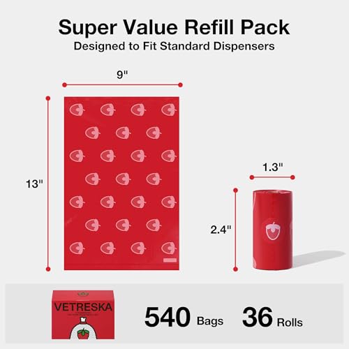 Strawberry Scented Dog Poop Bags (Strawberry / 1 Count (Pack of 540))