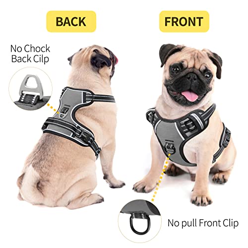Dog Harness Harness for Small Dogs No Pull Dog Vest Harness for Small Dog with Soft Padded Handle Reflective for Outdoor Training (S / Grey)