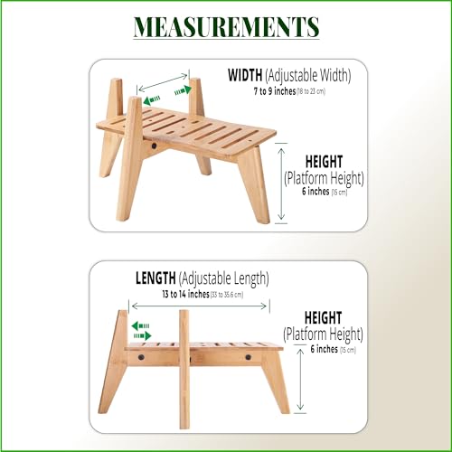 Dog Water and Food Dispenser Stand for Medium Dogs (Mid-Large (Rectangular) / Bamboo-DM)