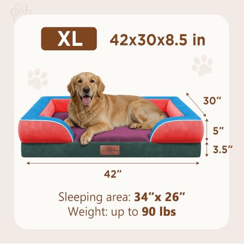 Orthopedic Dog Bed for Extra Large Dogs with Bolster (42.0"L x 30.0"W x 8.5"Th / San Francisco)