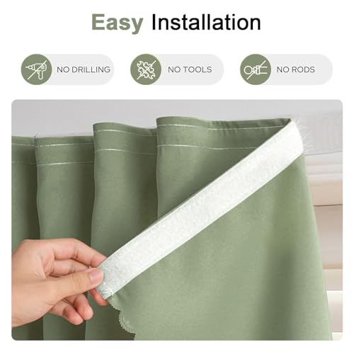 Self Adhesive Curtains (59"W x 71"L (Pack of 1) / Sage Green)