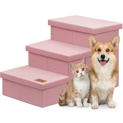Dog Stairs with Storage (Pink No Condo / 3)