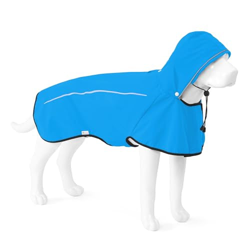 Dog Raincoat Adjustable Waterproof Pet Rain Jacket (Blue / Small)