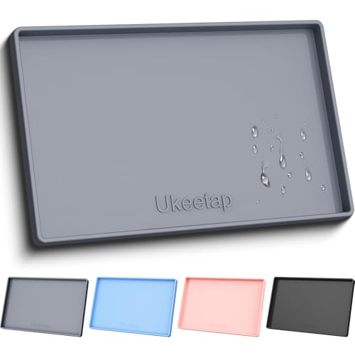 34" x 22" Extra Thick Silicone Mat Waterproof with Raised Edge (Gray / 34"L x 22"W)