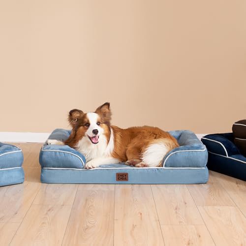 Orthopedic Dog Beds Large Sized Dog (Washed Blue / 41.0"l X 27.0"w X 6.5"th)