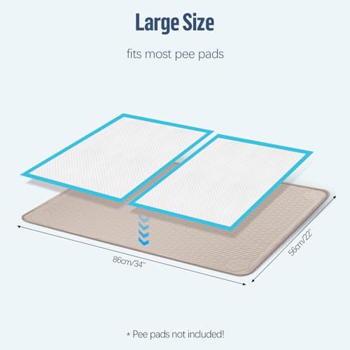 Pee Pad Holder for Dogs 34''x22'' Silicone Puppy Pee Pad Tray (Khaki)