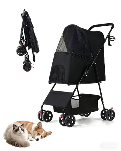 Pet Stroller for Small Dogs Cats (BLACK)