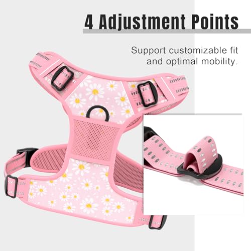 No Pull Dog Harness (Pink Floral / Large)