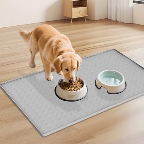 Extra Large Silicone Dog Food Mat 33.9"x21.9" (Gray)