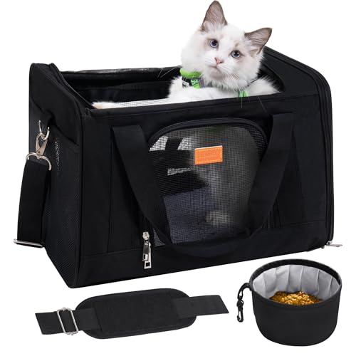 Cat Carrier Portable Pet Carrier Bag for Cats and Small Dogs (Black)
