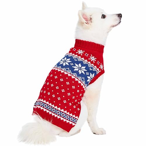 Christmas Snowflake Dog Sweater in Festive Red (22 inch (Pack of 1) / Snowflake - Festive Red)