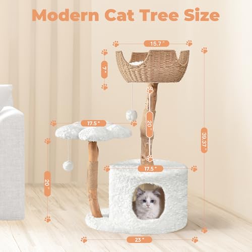 Modern Cat Tree (White / 39.3'')