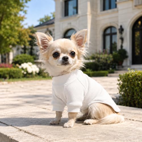 Ribbed Dog T Shirt Cotton Knitted Dog Sweaters for All Season Pet T (3XL (for Large Dog) / Off white)