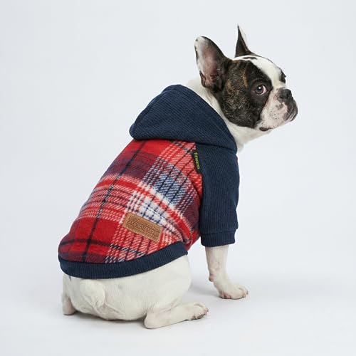 Tartan Plaid Dog Hoodie (Medium / Red)