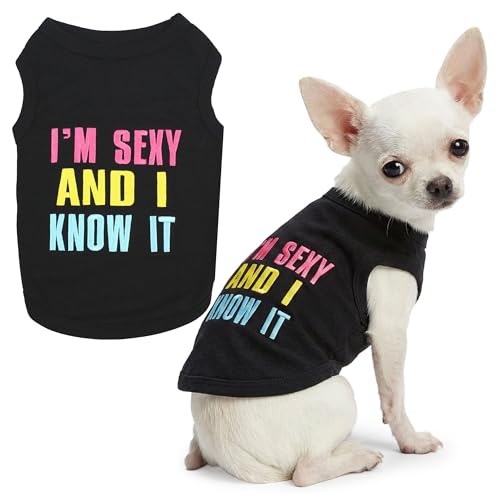 Dog Shirt 100% Cotton I am Sexy Shirts for Small Dogs (Extra Extra Small / Sexy and I Know It)