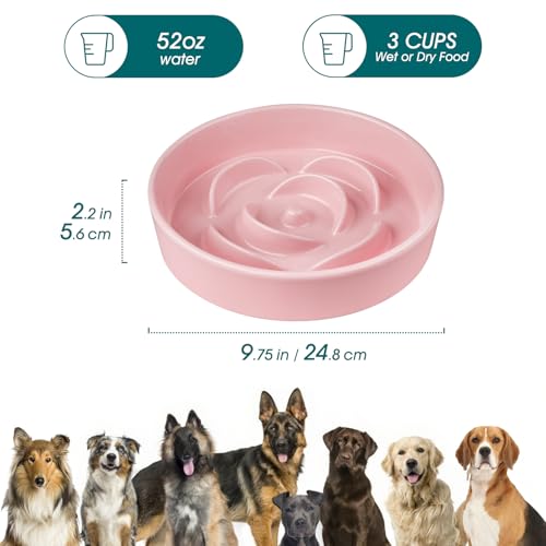 Ceramic Slow Feeder Dog Bowl (L - 3 Cups / Pink)