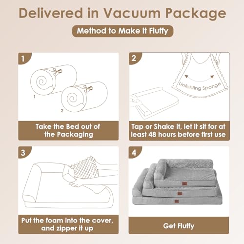 Memory Foam Dog Bed (Grey / 48.0"L x 35.0"W x 7.5"Th)