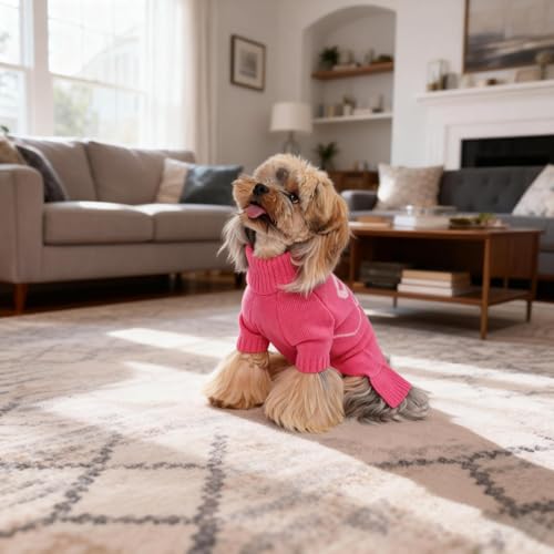 Bowknot Dog Sweater Dress for Small Dogs Girl (X-Large (21-28lbs) / Rose Pink)