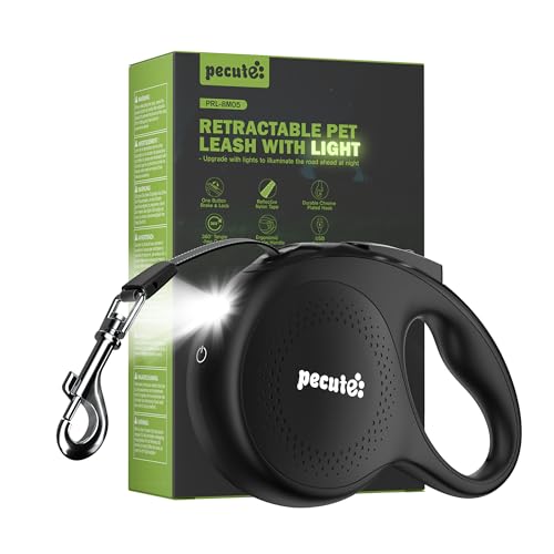 Retractable Dog Leash with Flashlight (Large-26ft)