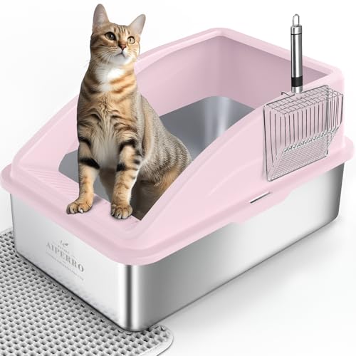 Stainless Steel Litter Box (Cute Pink / X-Large)