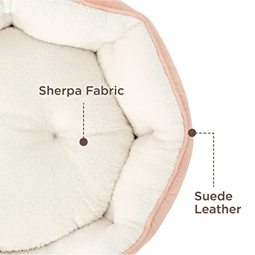 Small Dog Bed Washable (20"L x 19"W x 6"Th / Peach Pink)