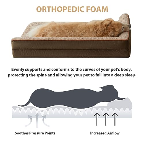 Orthopedic Washable Dog Bed (Beige Coffee / 42.0"l x 30.0"w x 7.5"th)