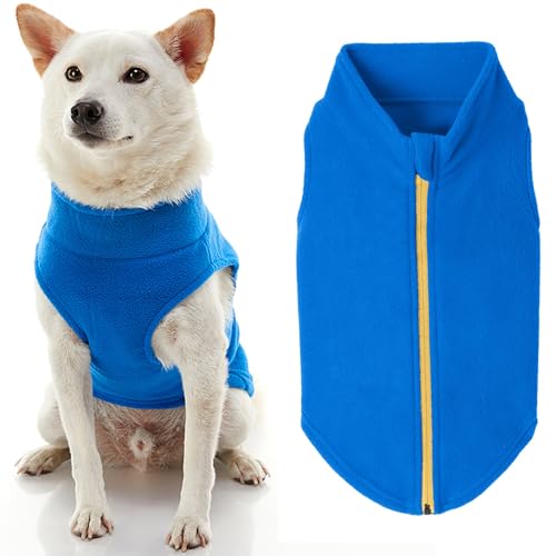 Zip Up Fleece Dog Sweater (3X-Large chest (~28.5") / Blue)