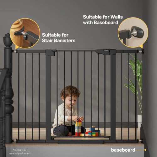 36 in Extra Tall Baby Gate for Stairs (Black / 29.7-51.5"W x 36"H)