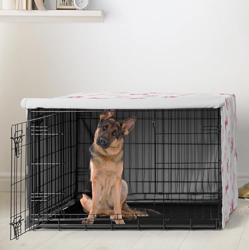 48in. Large Dog Crate Cover (Pink Paw Bone / 48.0"L x 32.5"W x 30.5"H)