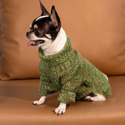 Knitted Turtleneck Dog Sweater (Large / Heather Green)